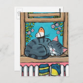 Sleeping Tabby Cat and Butterfly Illustration Postkarte (Vorne/Hinten)