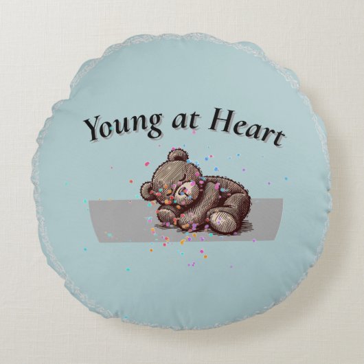 Sleeping Teddy Bear Round Pillow Rundes Kissen (Vorderseite)