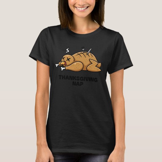 Sleeping Turkey Humor Thanksgiving T-Shirt (Vorderseite)