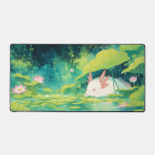Sleeping White Axolotl Pink Lotus Pond Schreibtischunterlage (Vorderseite)