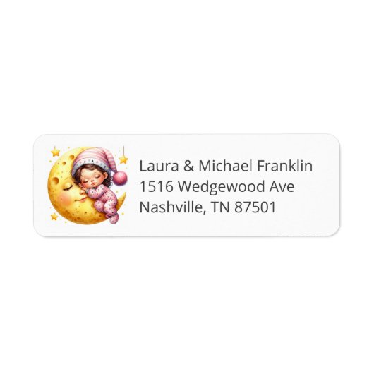 Sleeping With The Moon Baby Shower Return Address (Vorne)