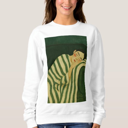 Sleeping Woman on Green Couch Sweatshirt (Vorderseite)