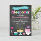 Sleepoe Pajama Slumber Party Chalkboard Einladung (Stehend Vorderseite)