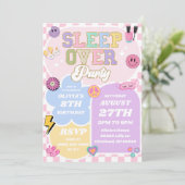 Sleepoe Preppy Varsity Patch Geburtstagspartei Einladung (Stehend Vorderseite)