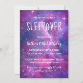 Sleepover Aquarellgalaxie und Sterne Einladung (Vorderseite)