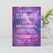 Sleepover Aquarellgalaxie und Sterne Einladung (Stehend Vorderseite)