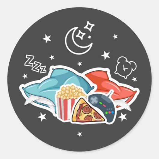 Sleepover Boy Sticker - Aufkleber für Party aus Gu (Vorderseite)