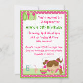 Sleepover Brunett Einladung (Vorderseite)