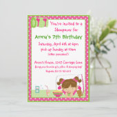 Sleepover Brunett Einladung (Stehend Vorderseite)