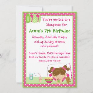 Sleepover Brunett Einladung