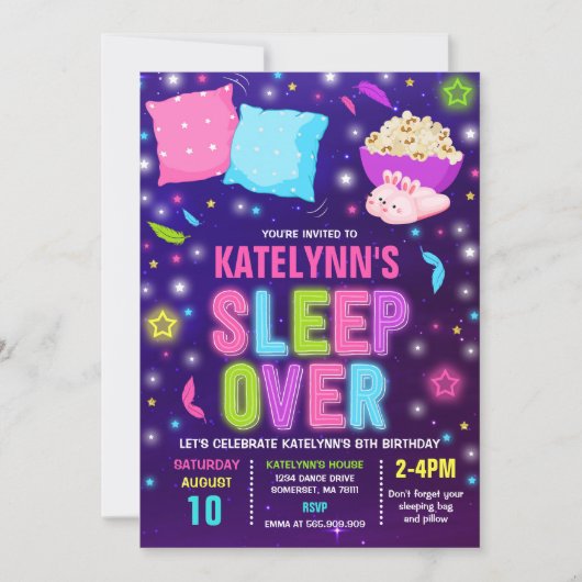 Sleepover Einladung Slumber Party Sleepover Party (Vorderseite)