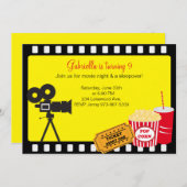 Sleepover-/Film-Nachteinladung Einladung (Vorne/Hinten)