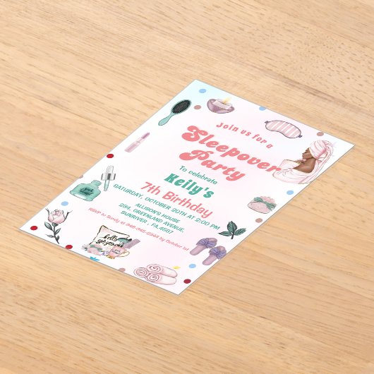 Sleepover Geburtstag Pamper Party Geburtstag Acryleinladungen (Ablage )