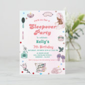 Sleepover Geburtstag Pamper Party Geburtstag Einladung (Stehend Vorderseite)