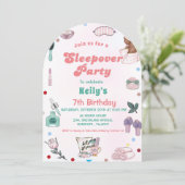 Sleepover Geburtstag Pamper Party Geburtstag Einladung (Stehend Vorderseite)