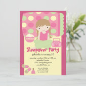 Sleepover Geburtstagsparty Einladung (Stehend Vorderseite)