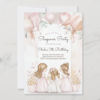 Sleepover Geburtstagsparty Filmabend Mädchen Gebur Einladung