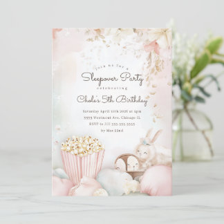 Sleepover Geburtstagsparty Filmabend Mädchen Gebur Einladung