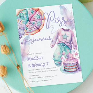Sleepover Girl Birthday Pizza & Pajamas Einladung