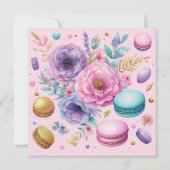 Sleepover Girl Birthday Popcorn & Macaroons Dankeskarte (Rückseite)