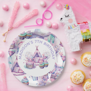 Sleepover Girl Geburtstag Niedlich Personalisiert Pappteller
