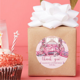 Sleepover Girl Geburtstag Personalisiert Danke Runder Aufkleber