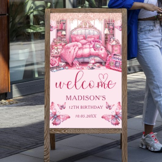 Sleepover Girl Geburtstag Personalisierter Empfang Poster