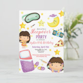 Sleepover Girl Slumber Party Geburtstag Einladung (Stehend Vorderseite)