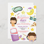 Sleepover Girl Slumber Party Geburtstag Einladung (Vorne/Hinten)