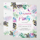 Sleepover Leopard Party Birthday Invitation Einladung (Vorne/Hinten)