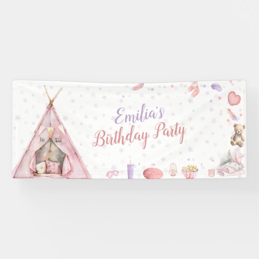 Sleepover Pajama Birthday Party Banner (Horizontal)