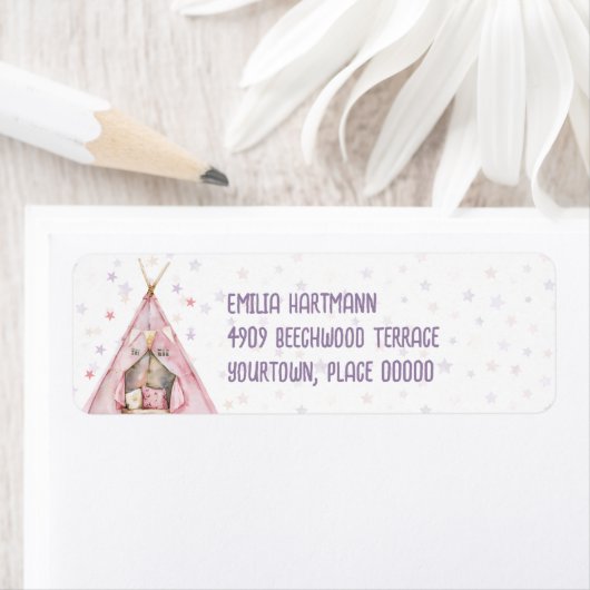 Sleepover Pajama Birthday Party Return Address (Insitu)