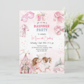 Sleepover pajama Kindergeburtstag Party Einladung (Stehend Vorderseite)