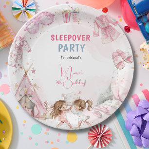Sleepover pajama Kindergeburtstag Party Pappteller
