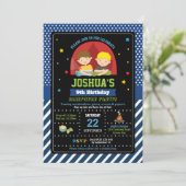 Sleepover Party Birthday Invitations Boys Camping Einladung (Stehend Vorderseite)