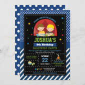 Sleepover Party Birthday Invitations Boys Camping Einladung (Vorne/Hinten)