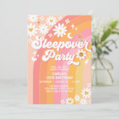 Sleepover Party Daisy Retro Hippie Geburtstag Einladung (Stehend Vorderseite)