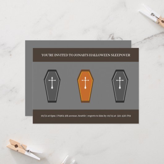 Sleepover Party Einladung (Vorderseite/Rückseite Beispiel)