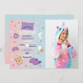 Sleepover Party Geburtstagsfeier Schlummerschwein  Einladung (Vorne/Hinten)