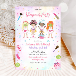 Sleepover Party Girl Spa Pink Birthday Invitation Einladung