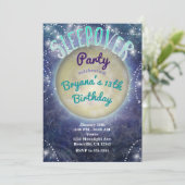 Sleepover Party Moon im Night Sky Einladungen (Stehend Vorderseite)