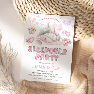 Sleepover Party Slumber Party Pink Girl Geburtstag Einladung