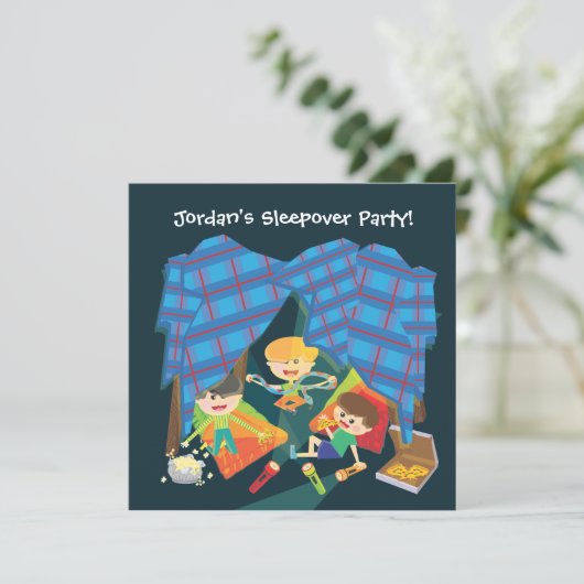 Sleepover Slumber Party Einladung (Stehend Vorderseite)