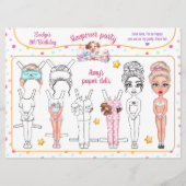 Sleepover Slumber Party Game Paper Doll Cutout Einladung (Vorderseite)