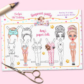 Sleepover Slumber Party Game Paper Doll Cutout Einladung