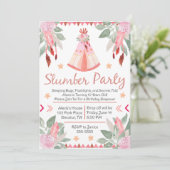 Sleepover Slumber Party Girl Pink Teepee Geburtsta Einladung (Stehend Vorderseite)