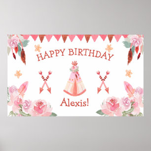 Sleepover Slumber Party Girl Pink Teepee Geburtsta Poster