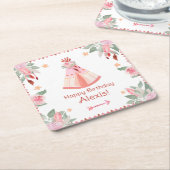 Sleepover Slumber Party Girl Pink Teepee Geburtsta Rechteckiger Pappuntersetzer (angewinkelt)