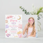 Sleepover Slumber Party Girl Wellness-Center Pink Einladung (Stehend Vorderseite)
