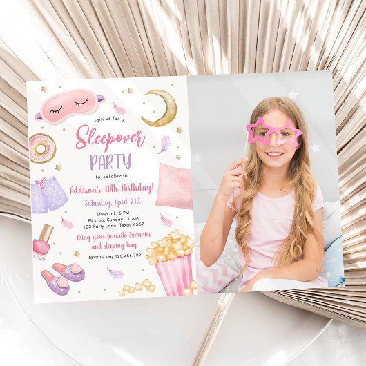 Sleepover Slumber Party Girl Wellness-Center Pink Einladung